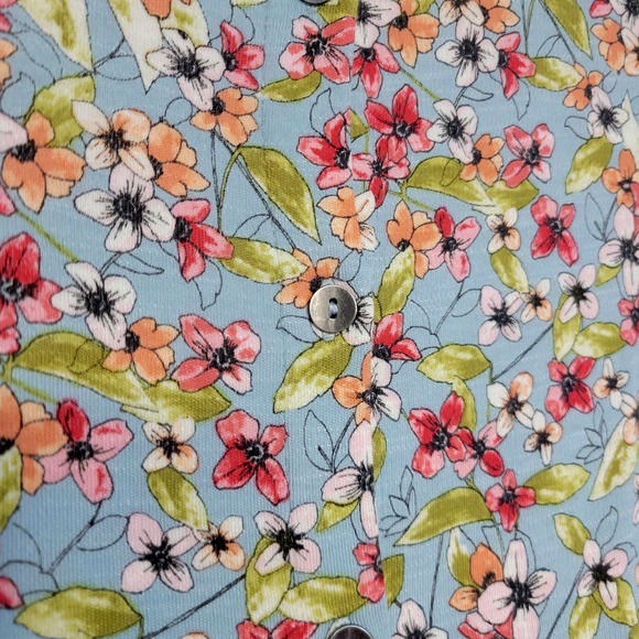 J Jill Dress Womens XS Blue Floral Short Sleeve Layered Overlay Back Buttons - Picture 4 of 15